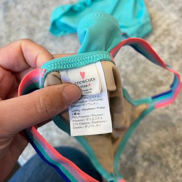 Crewcuts Girls Aqua Ruffle Bikini Swimsuit Set 8 - Picture 5 of 11